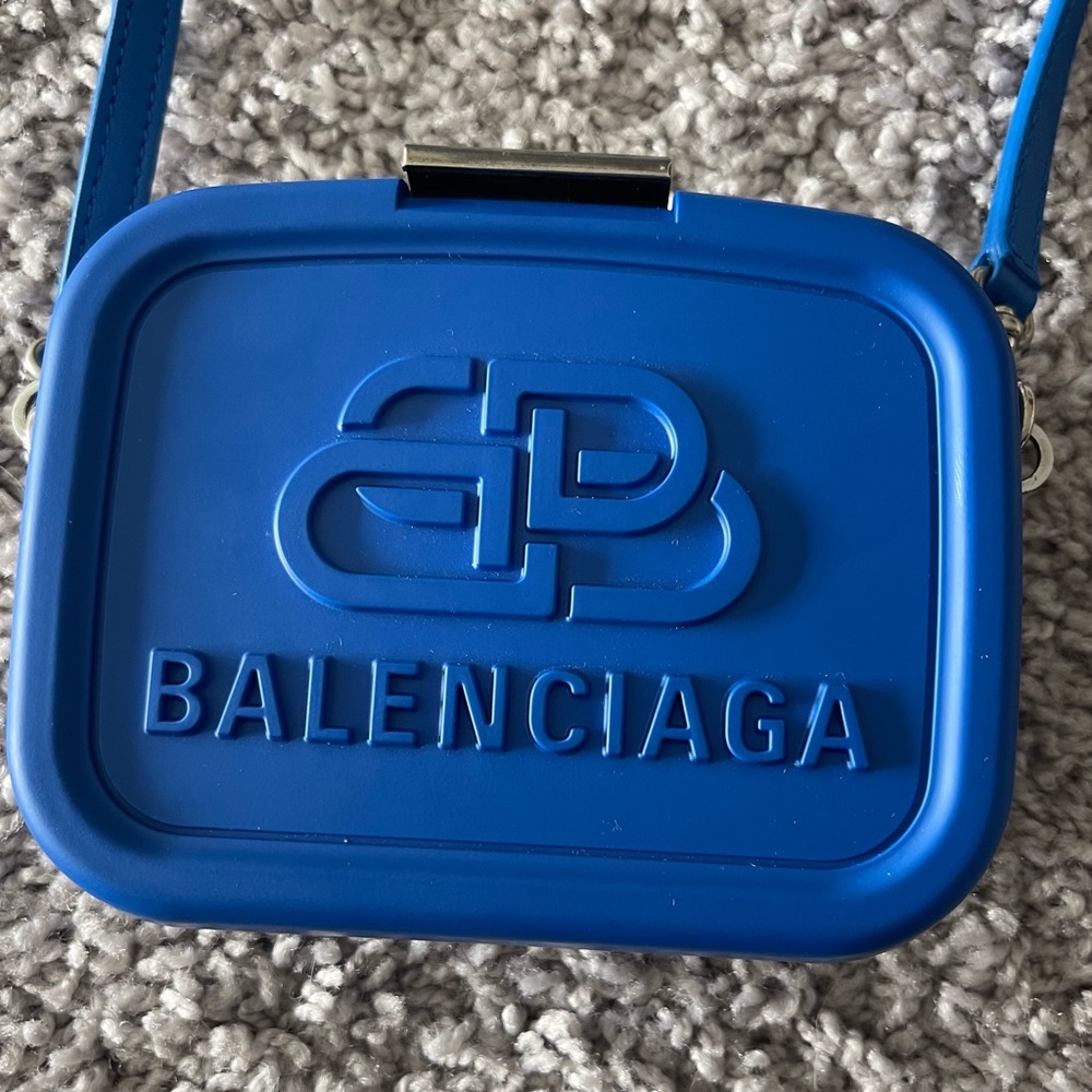 Balenciaga Blue Logo Mini Shoulder Bag